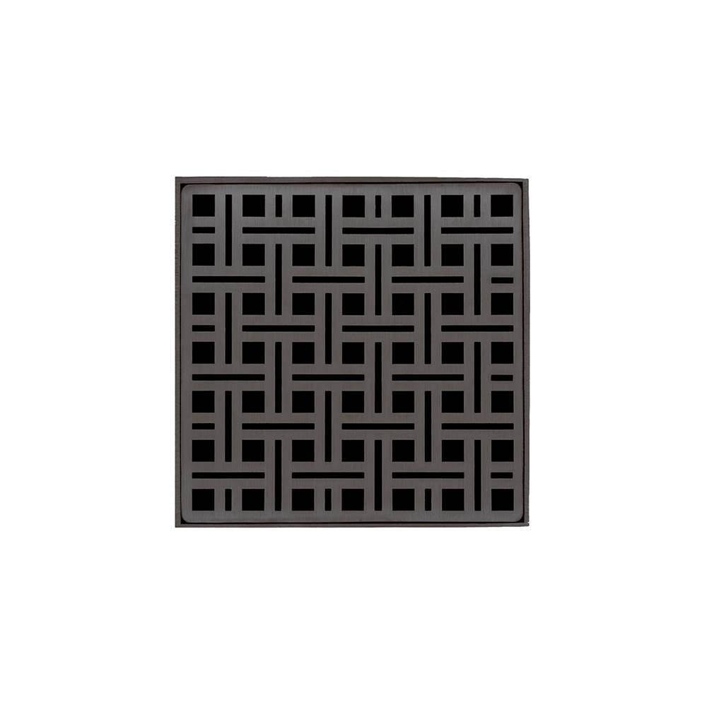 Infinity Drain - 5'' x 5'' VD 5 High Flow Complete Kit with Weave Pattern Decorative Plate in Oil Rubbed Bronze with PVC Drain Body, 3'' Outlet - Oil Rubbed Bronze