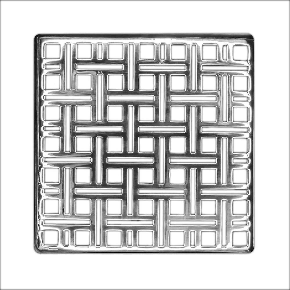 Infinity Drain - 5'' x 5'' Weave Pattern Decorative Plate for V 5, VD 5, VDB 5 in Polished Stainless - Polished Stainless