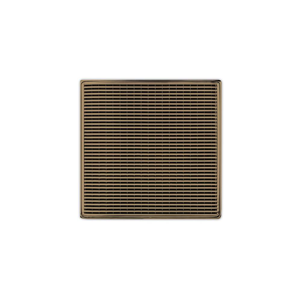 Infinity Drain - 5'' x 5'' Strainer with Wedge Wire Pattern Decorative Plate and 2'' Throat in Satin Bronze for WD 5 - Satin Bronze