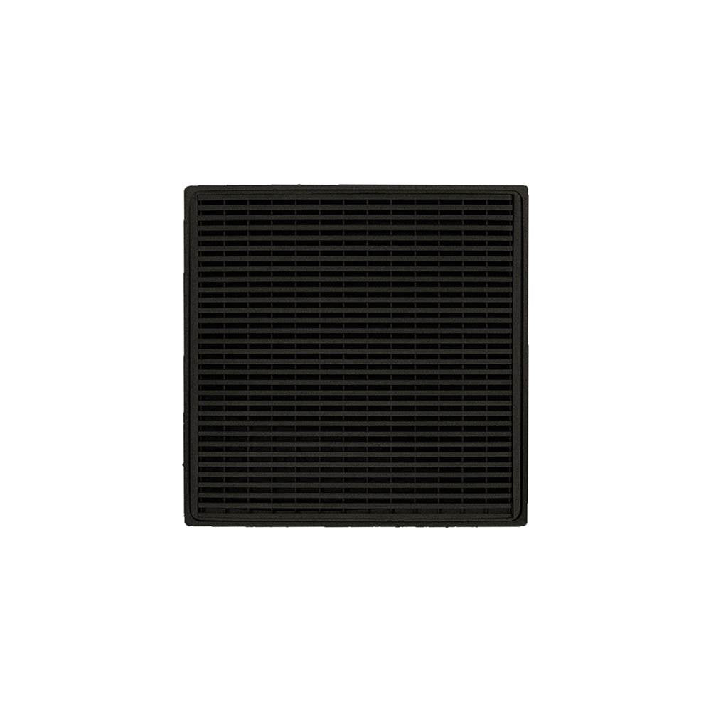 Infinity Drain - 4'' x 4'' WDB 4 Complete Kit with Wedge Wire Pattern Decorative Plate in Oil Rubbed Bronze with ABS Bonded Flange Drain Body, 2'', 3'' and 4'' Outlet - Oil Rubbed Bronze