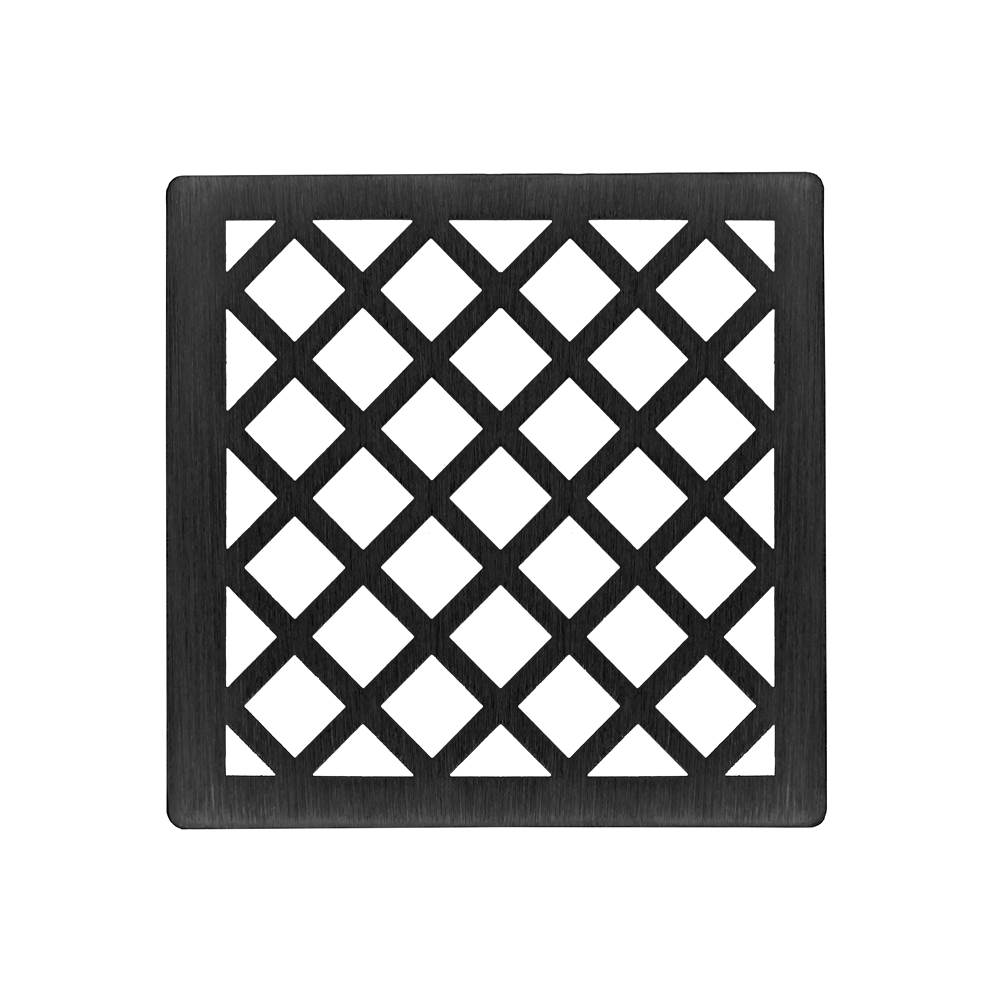 Infinity Drain - 4'' x 4'' Criss-Cross Pattern Decorative Plate for X 4, XD 4, XDB 4 in Matte Black - Matte Black