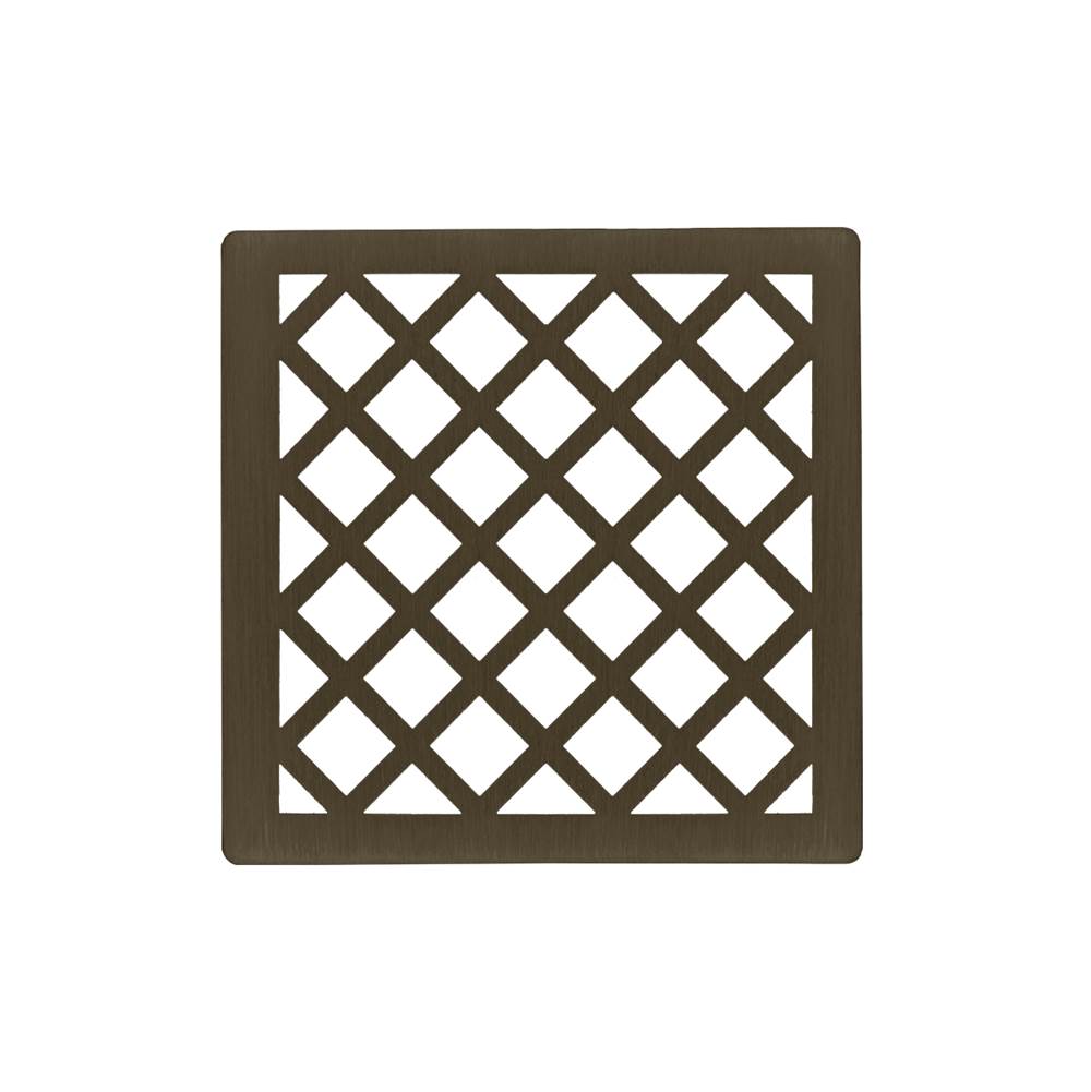 Infinity Drain - 4'' x 4'' Criss-Cross Pattern Decorative Plate for X 4, XD 4, XDB 4 in Oil Rubbed Bronze - Oil Rubbed Bronze
