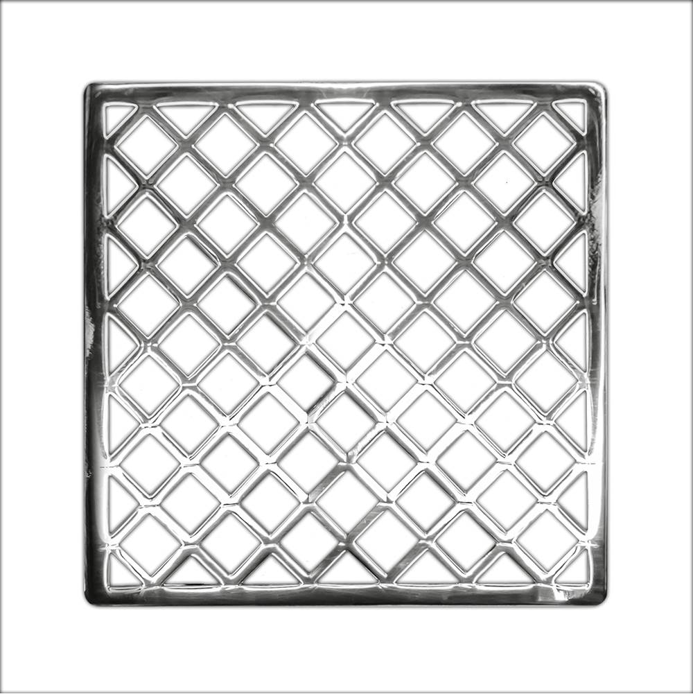 Infinity Drain - 5'' x 5'' Criss-Cross Pattern Decorative Plate for X 5, XD 5, XDB 5 in Polished Stainless - Polished Stainless