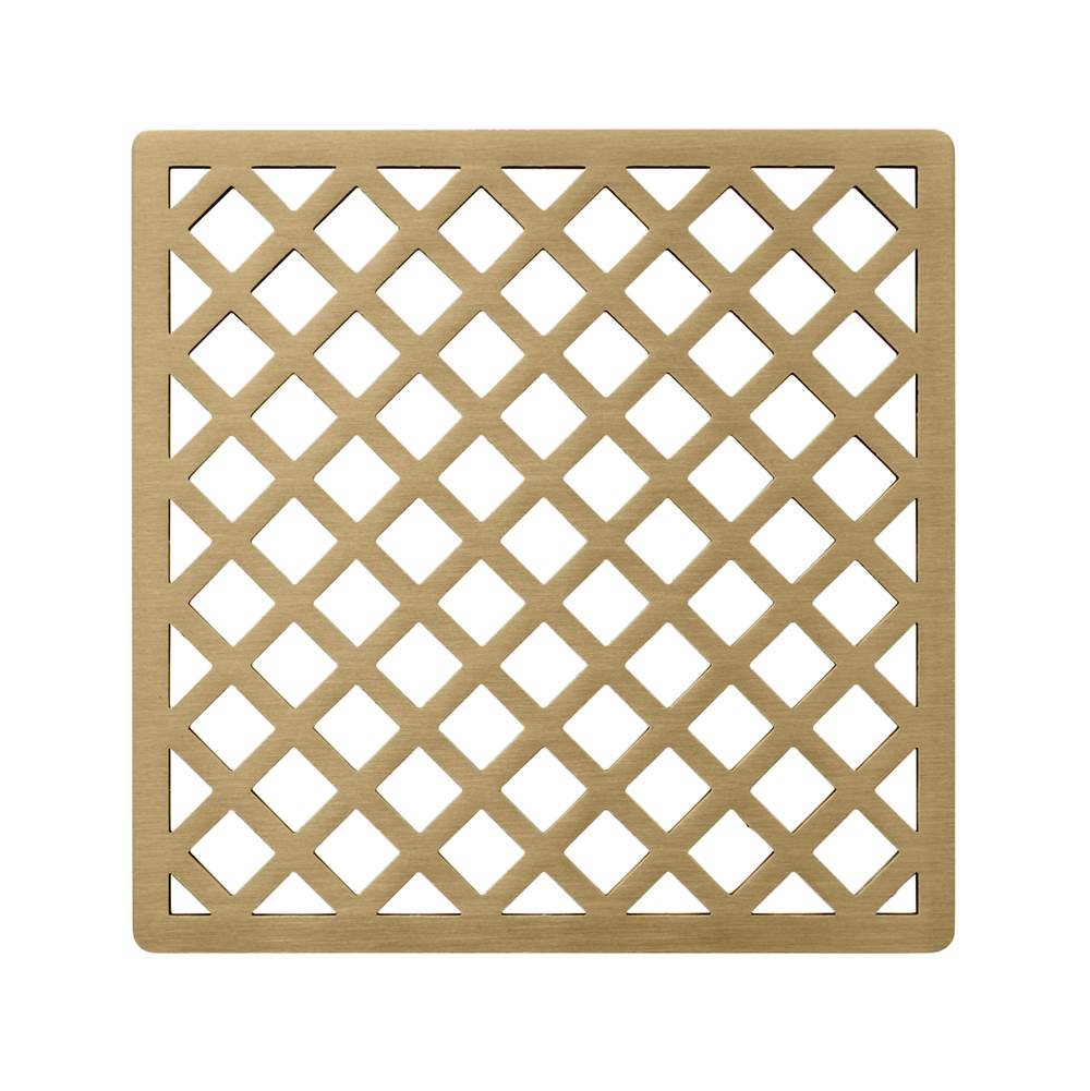 Infinity Drain - 5'' x 5'' Criss-Cross Pattern Decorative Plate for X 5, XD 5, XDB 5 in Satin Bronze - Satin Bronze