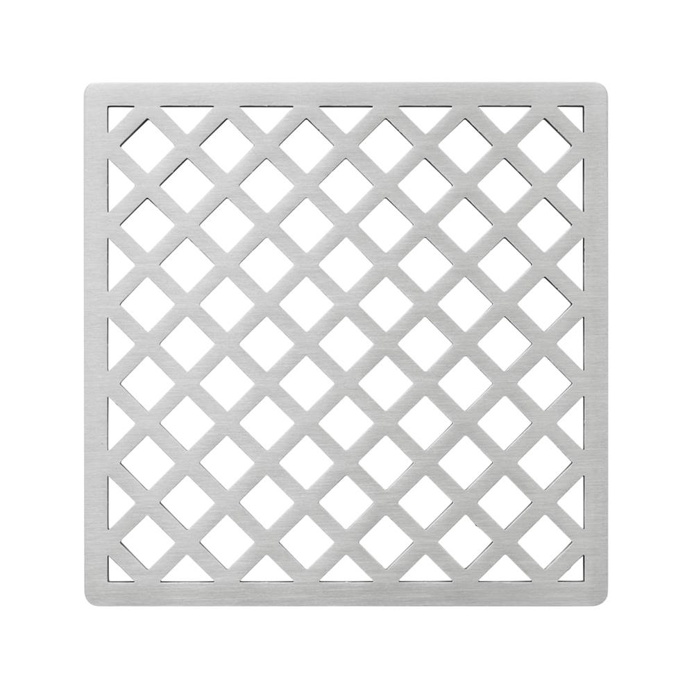 Infinity Drain - 5'' x 5'' Criss-Cross Pattern Decorative Plate for X 5, XD 5, XDB 5 in Satin Stainless - Satin Stainless