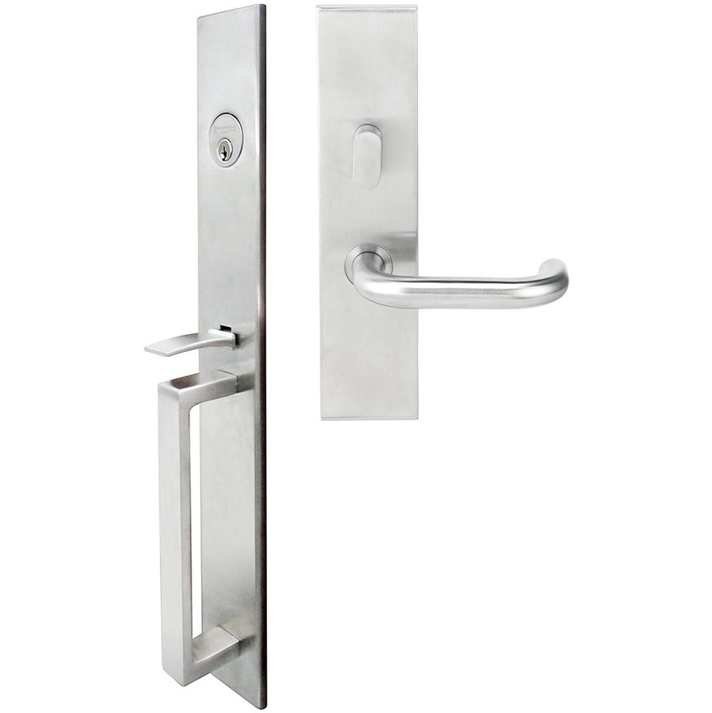 INOX - BW Handleset MT Mortise 102 Munich Entry 2-3/4'' 32D RH - Satin Stainless Steel