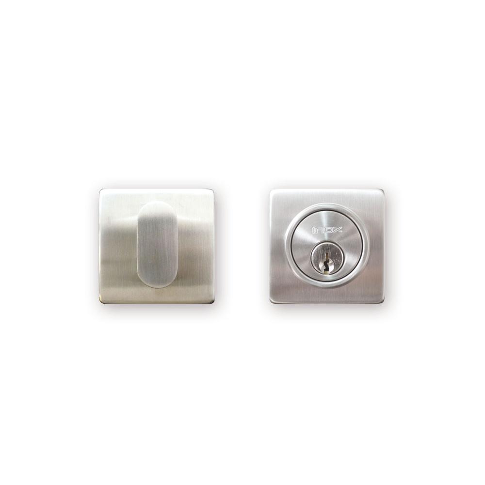 INOX - LD Square Deadbolt, Single Cylinder, 2-3/8''Backset, US32D - Satin Stainless Steel
