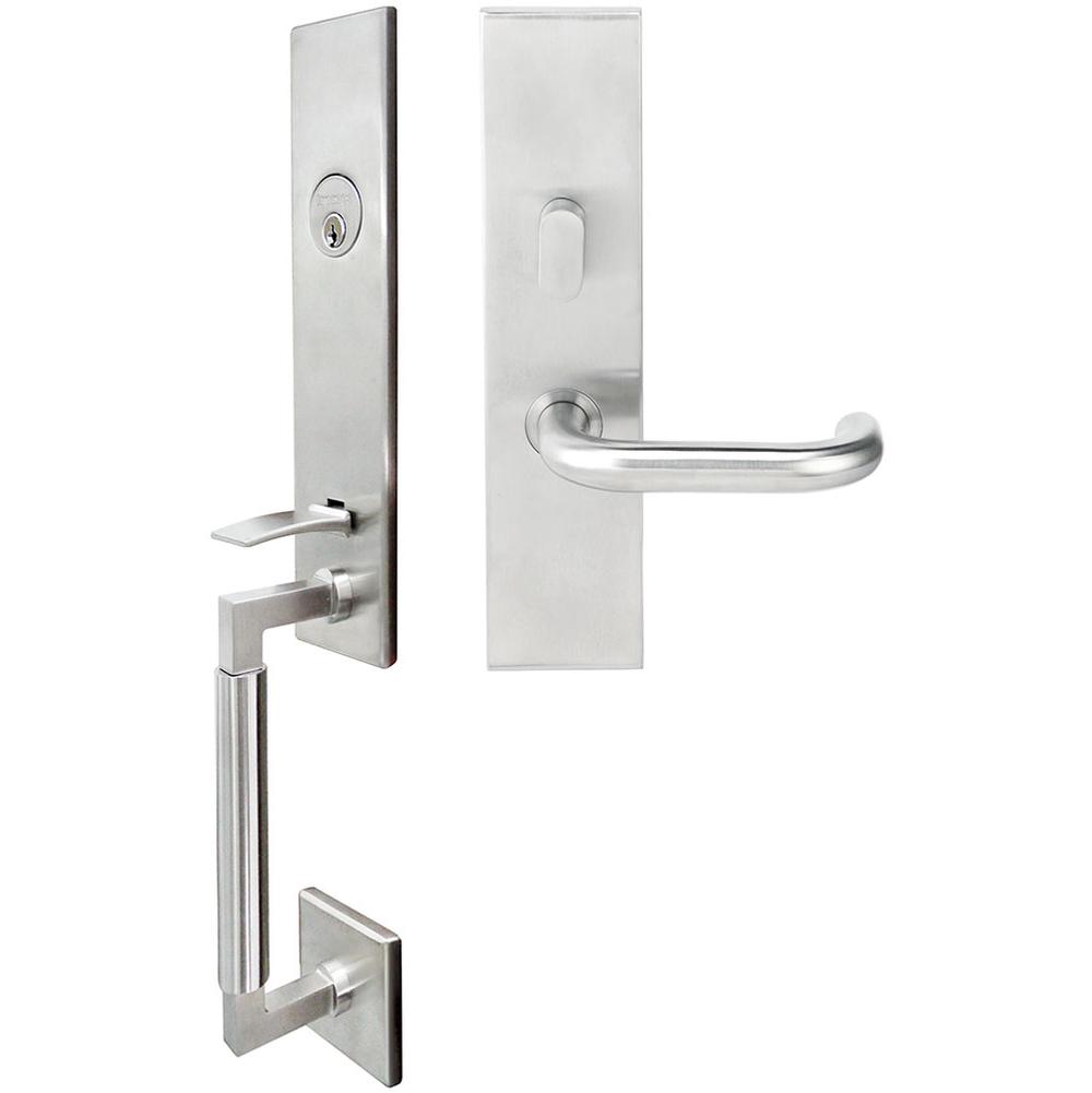 INOX - NY Handleset MT Mortise Munich Entry 2-3/4'' 32D LHR - Satin Stainless Steel