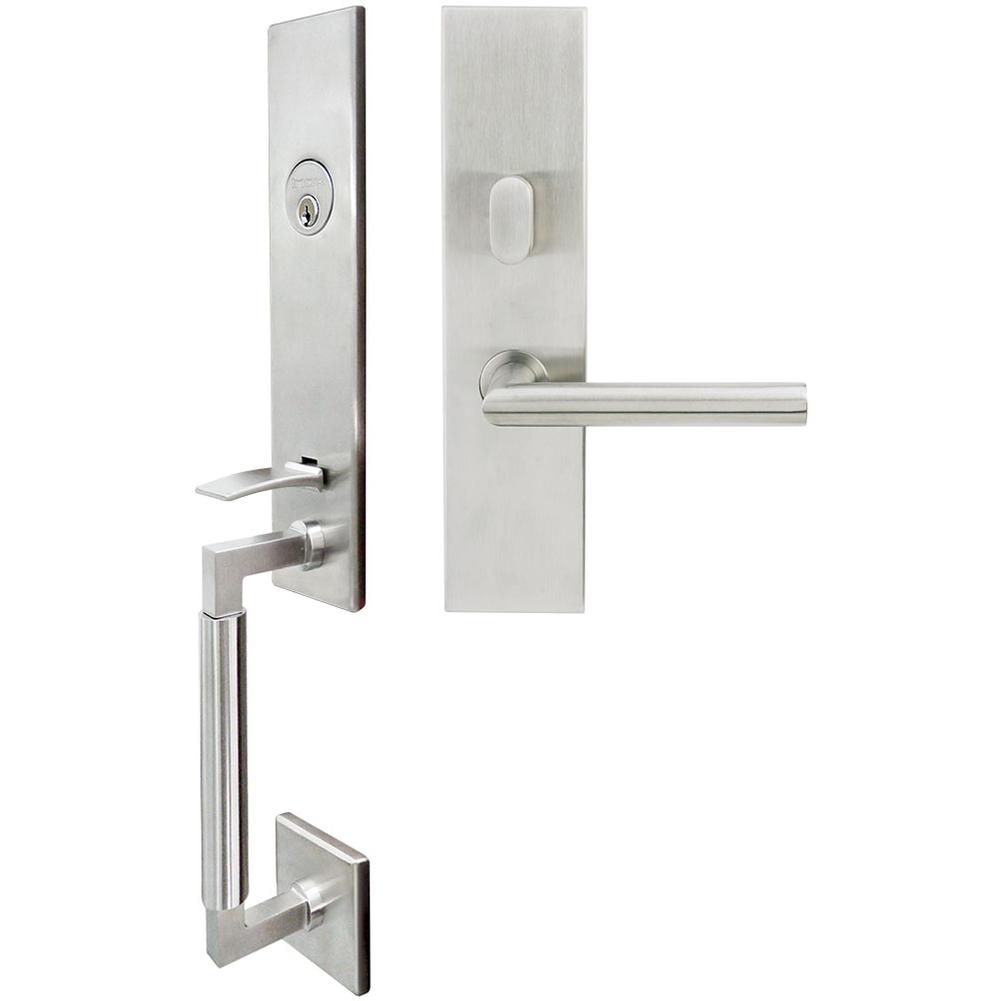 INOX - NY Handleset MT Mortise Frankfurt Entry 2-3/4'' 32D LHR - Satin Stainless Steel