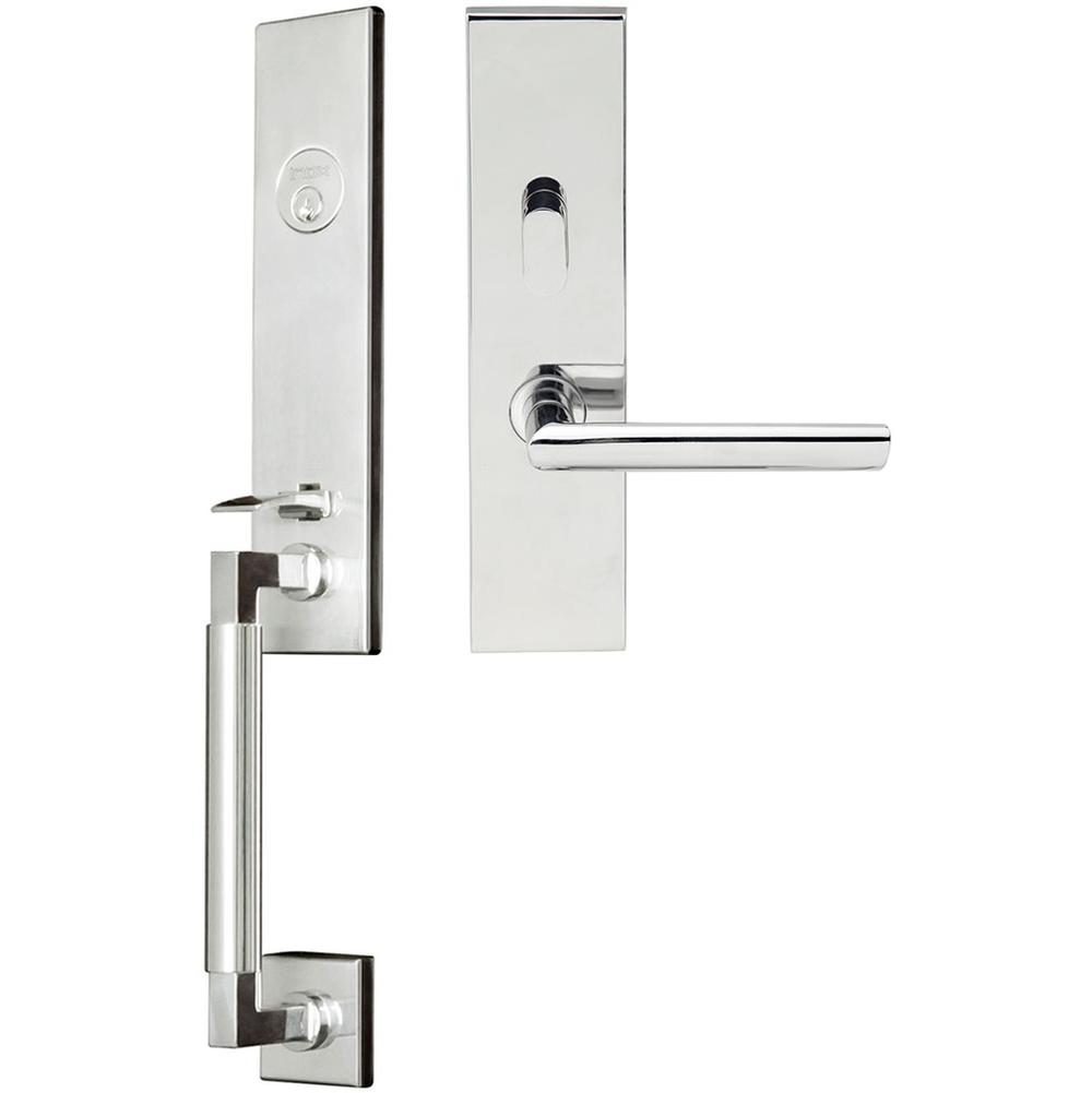 INOX - NY Handleset MT Mortise Stockholm Entry 2-1/2'' 32 LHR - Polished Stainless Steel