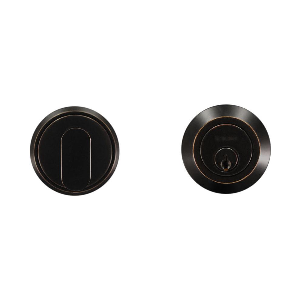 INOX - RD, Round Deadbolt, Single Cylinder, 2-3/8'' BS, 10B - Oil Rubbed Bronze