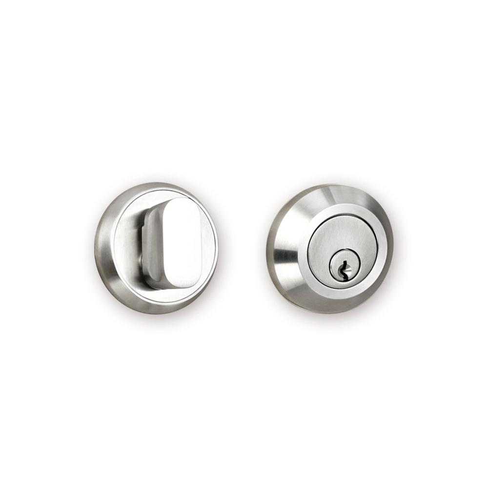 INOX - RD, Round Deadbolt, Single Cylinder, 2-3/8'' BS, 32D - Satin Stainless Steel
