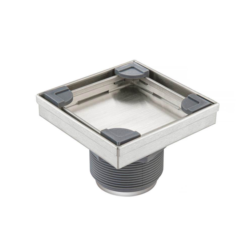 Isenberg By Flusso - 4'' Tile Insert Floor Drain with 2'' Outlet - Brushed Nickel PVD