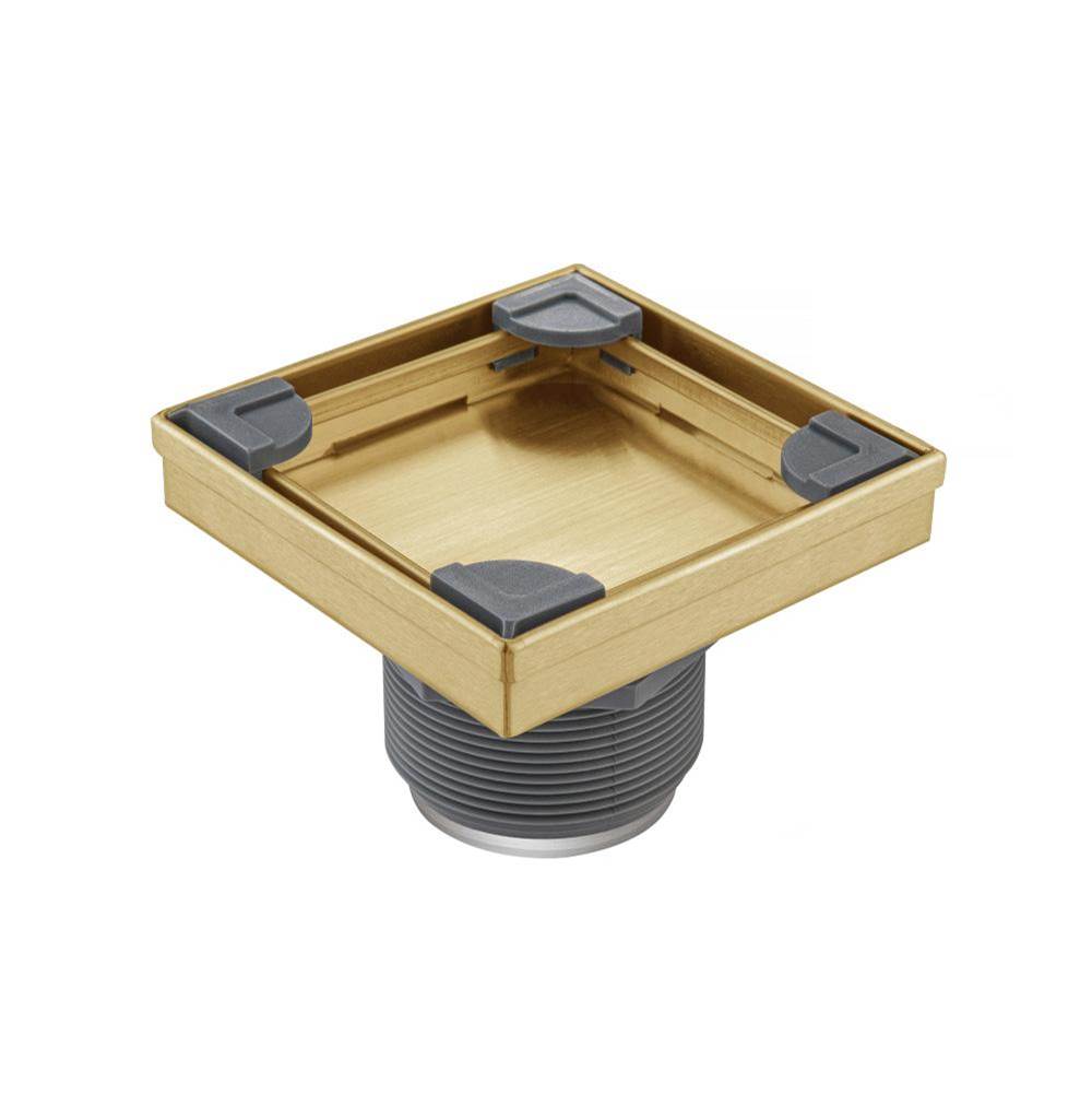 Isenberg By Flusso - 4'' Tile Insert Floor Drain with 2'' Outlet - Satin Brass PVD
