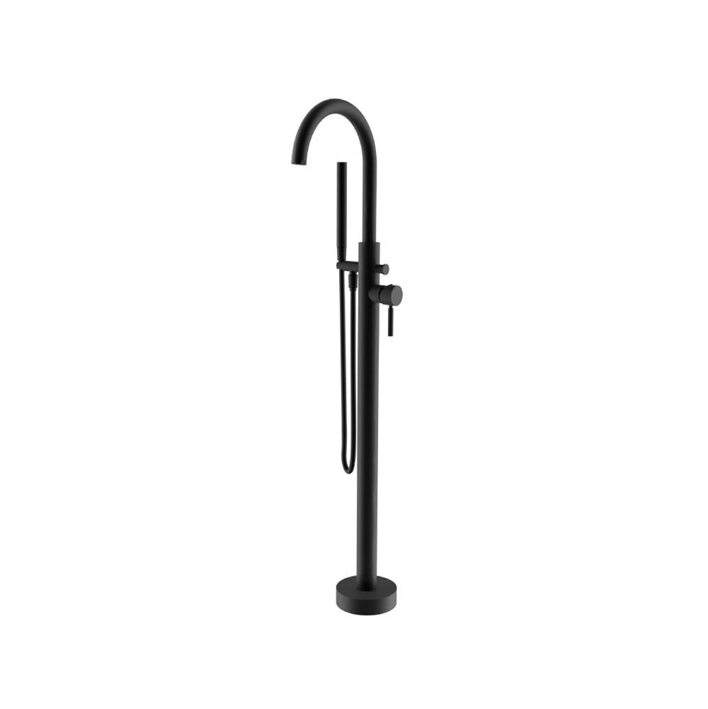 Isenberg By Flusso - Freestanding Floor Mount Bathtub / Tub Filler With Hand Shower - Matte Black
