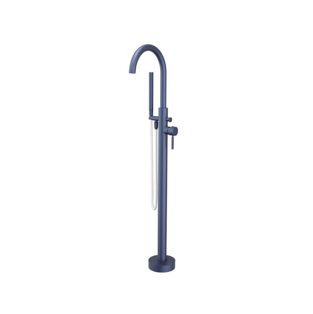 Isenberg By Flusso - Freestanding Floor Mount Bathtub / Tub Filler With Hand Shower - Navy Blue
