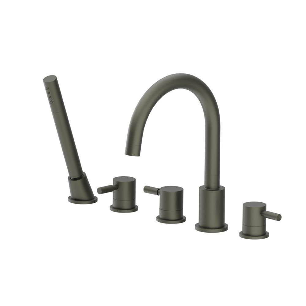 Isenberg By Flusso - Five Hole Deck Mounted Roman Tub Faucet With Hand Shower - Dark Green
