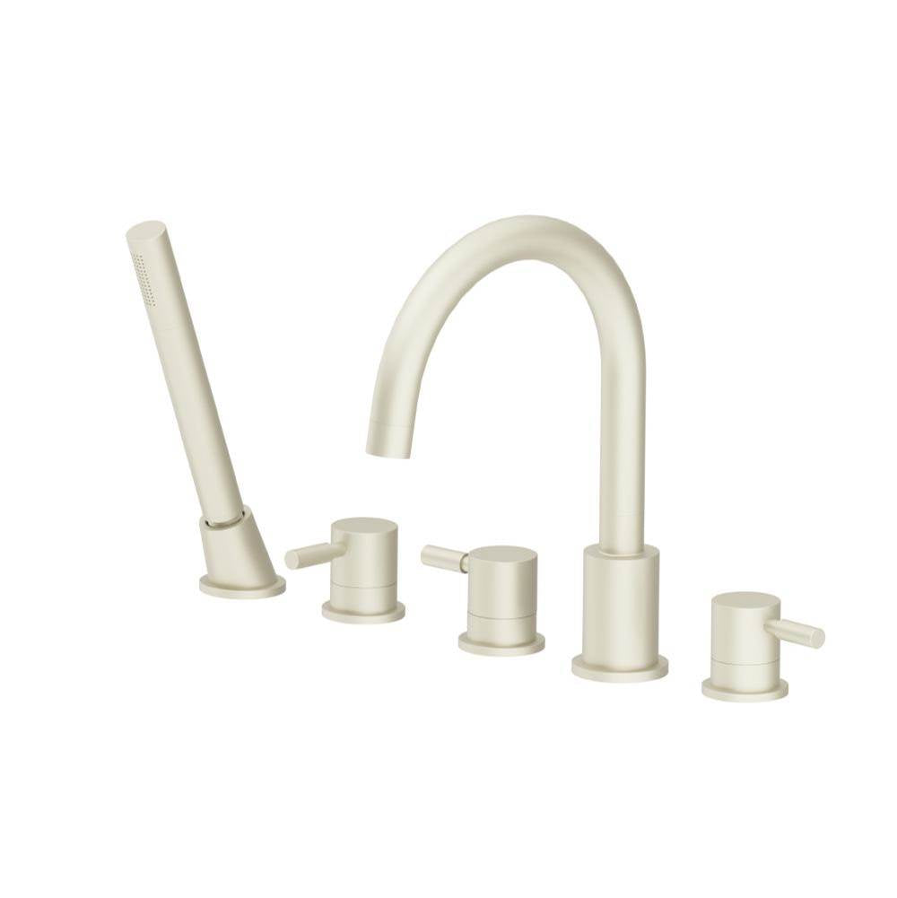 Isenberg By Flusso - Five Hole Deck Mounted Roman Tub Faucet With Hand Shower - Light Tan