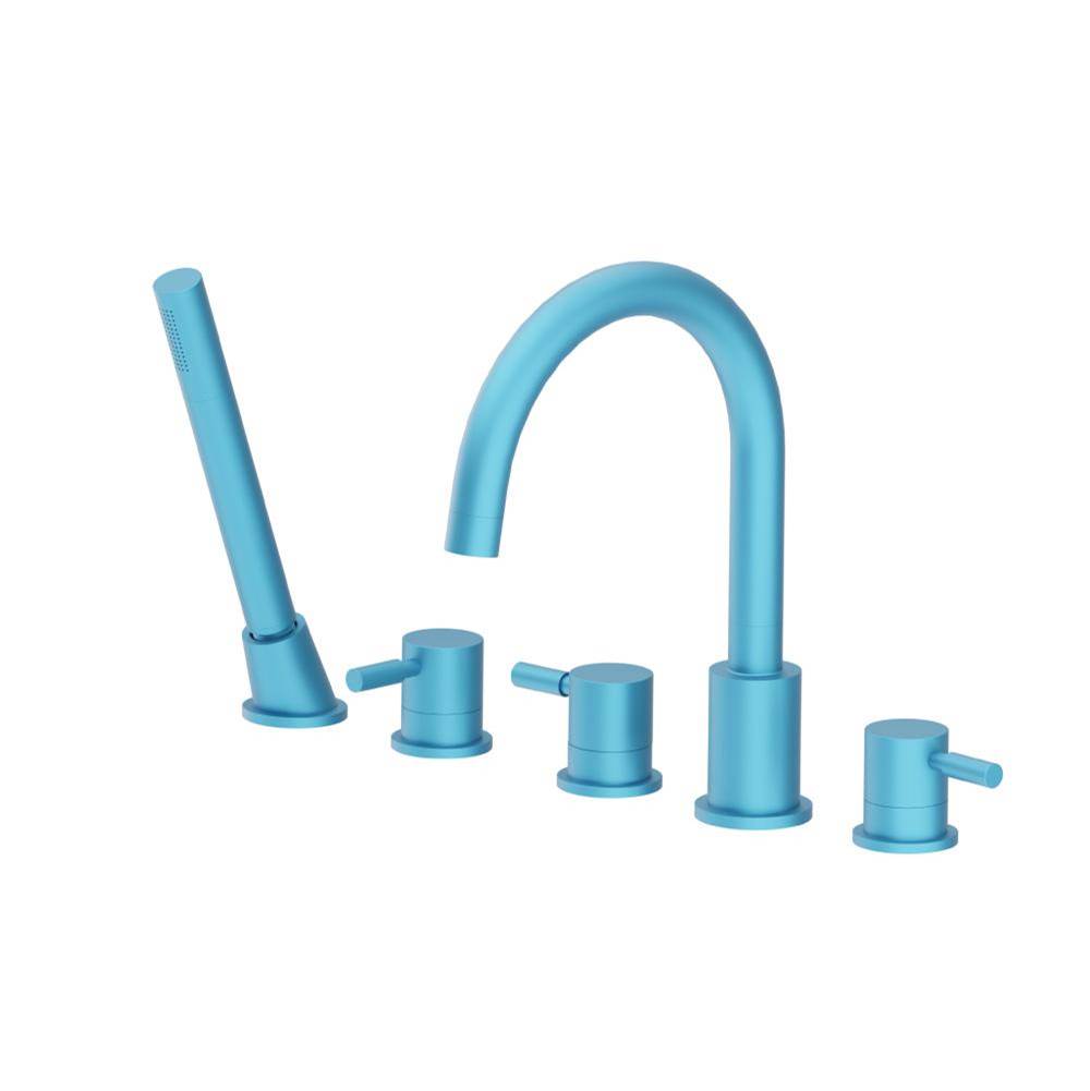Isenberg By Flusso - Five Hole Deck Mounted Roman Tub Faucet With Hand Shower - Sky Blue