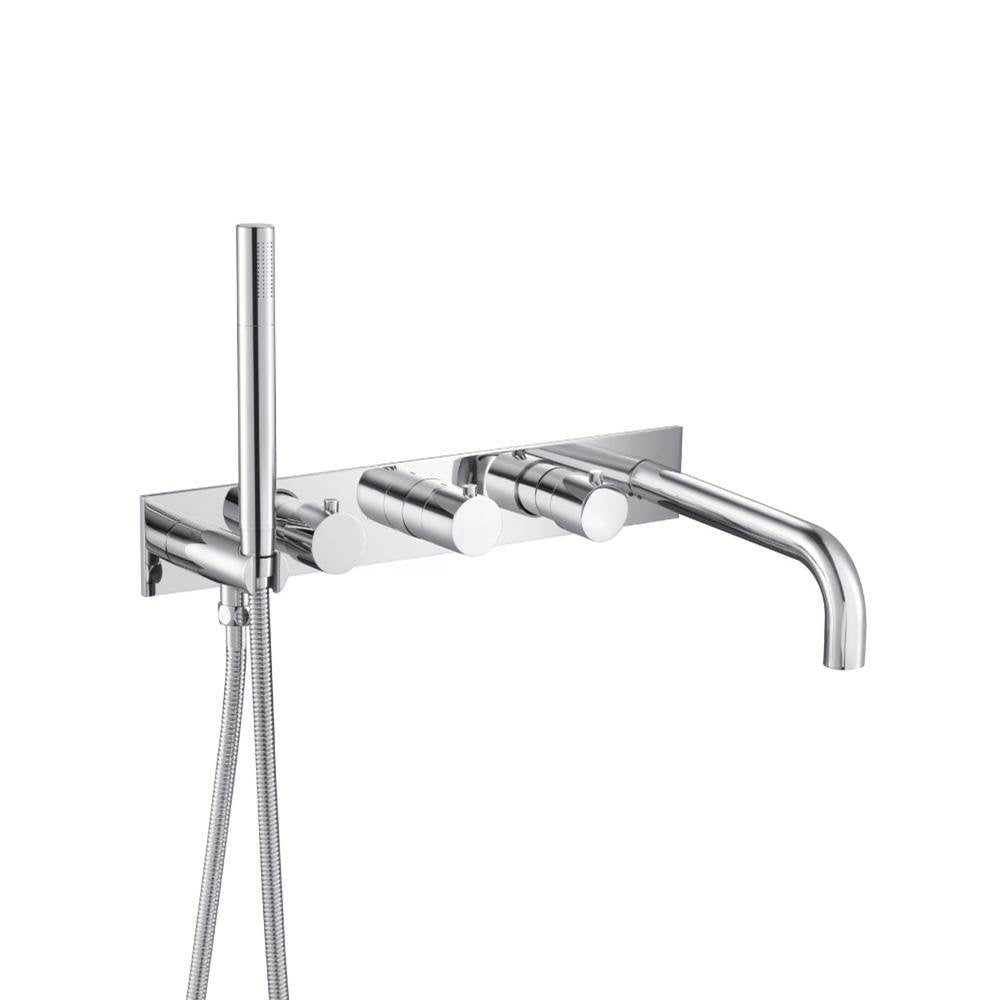 Isenberg By Flusso - Wall Mount Tub Filler With Hand Shower - Chrome