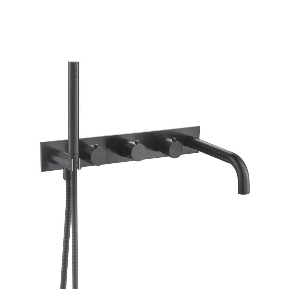 Isenberg By Flusso - Wall Mount Tub Filler With Hand Shower - Matte Black