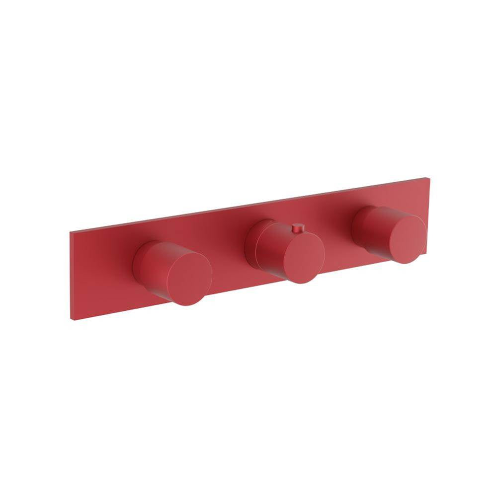 Isenberg By Flusso - 3/4'' Horizontal Thermostatic Valve with 2 Volume Controls & Trim - Crimson