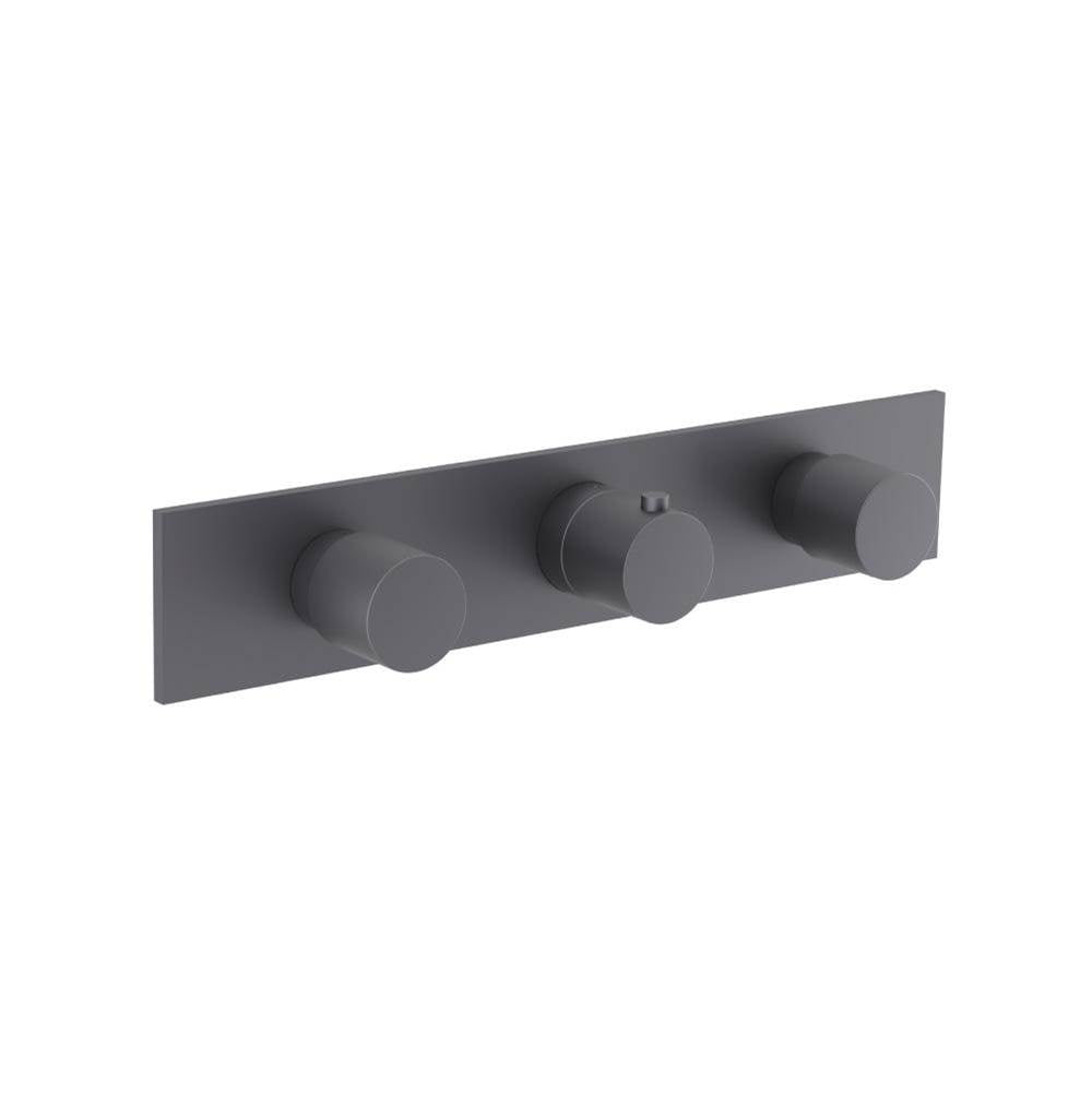 Isenberg By Flusso - 3/4'' Horizontal Thermostatic Valve with 2 Volume Controls & Trim - Dark Grey