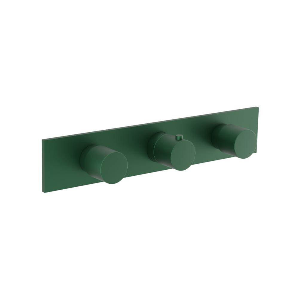 Isenberg By Flusso - 3/4'' Horizontal Thermostatic Valve with 2 Volume Controls & Trim - Leaf Green