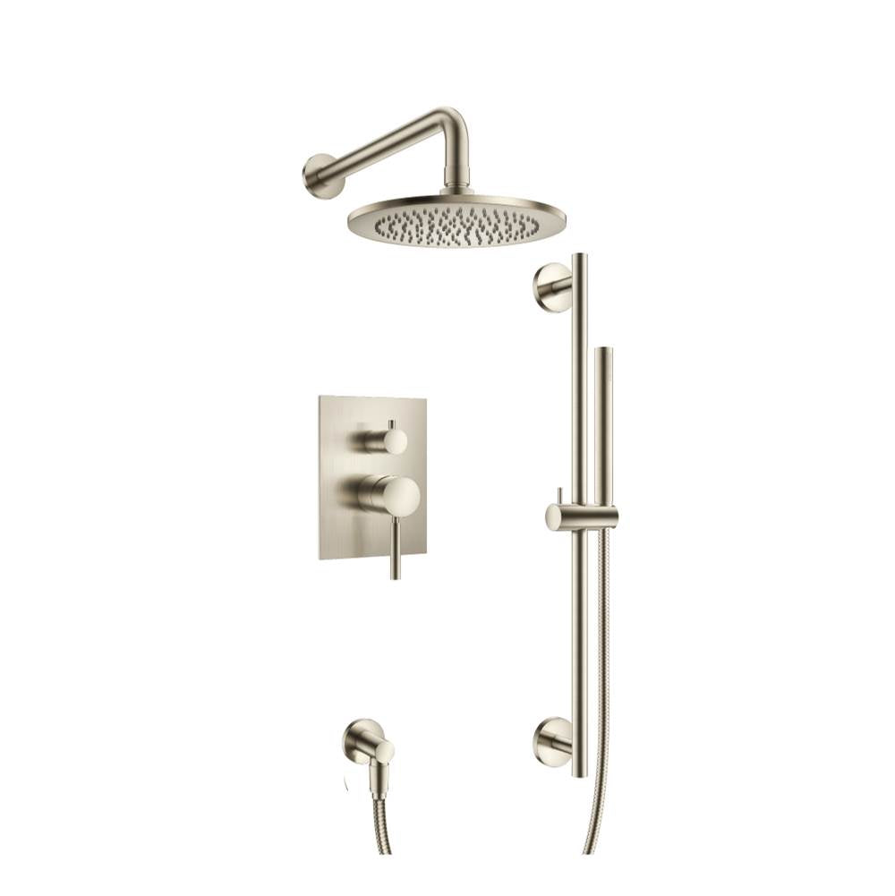 Isenberg By Flusso - Two Output Shower Set With Shower Head, Hand Held And Slide Bar - Brushed Nickel PVD