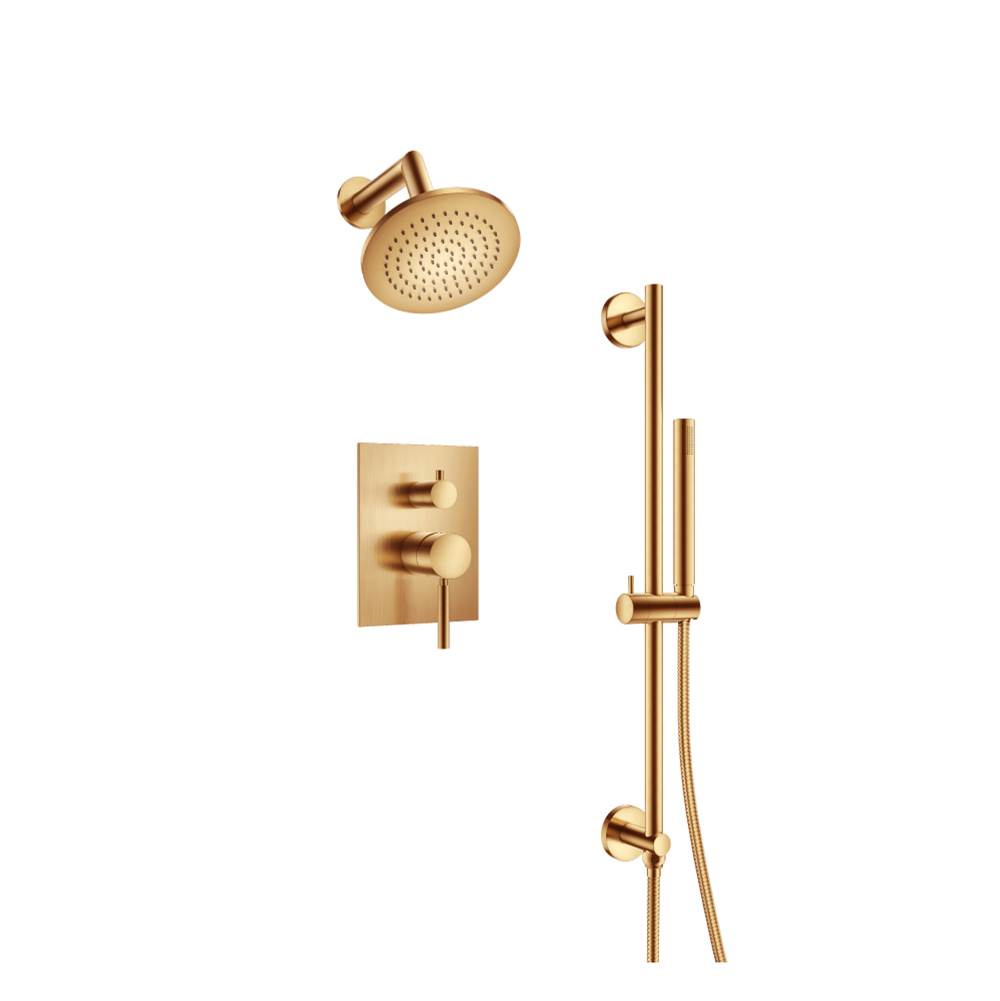 Isenberg By Flusso - Two Output Shower Set With Shower Head, Hand Held And Slide Bar - Brushed Bronze Pvd
