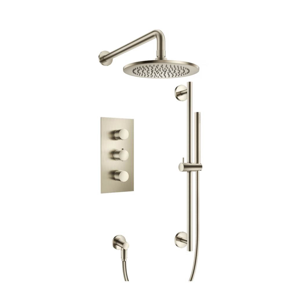 Isenberg By Flusso - Two Output Shower Set With Shower Head, Hand Held And Slide Bar - Brushed Nickel PVD