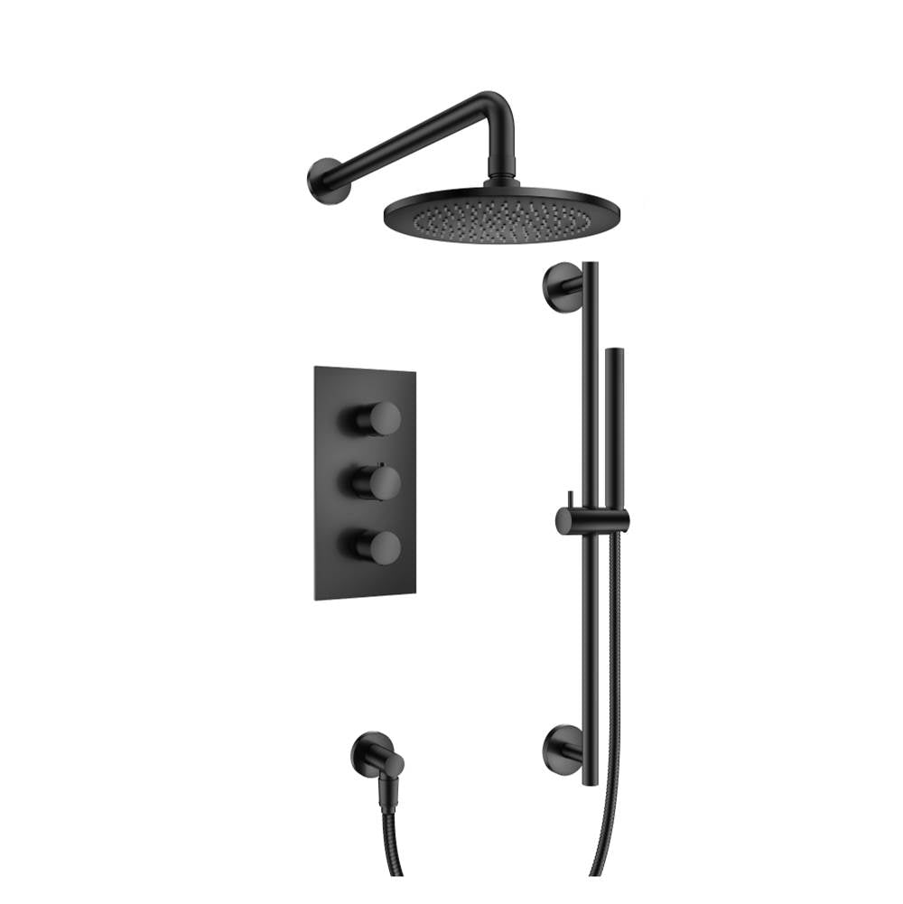 Isenberg By Flusso - Two Output Shower Set With Shower Head, Hand Held And Slide Bar - Matte Black