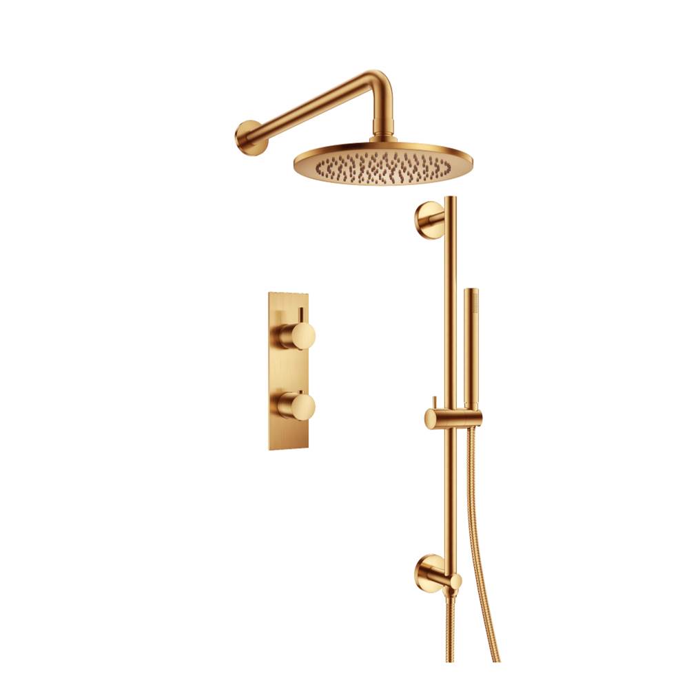 Isenberg By Flusso - Two Output Shower Set With Shower Head, Hand Held And Slide Bar - Brushed Bronze Pvd