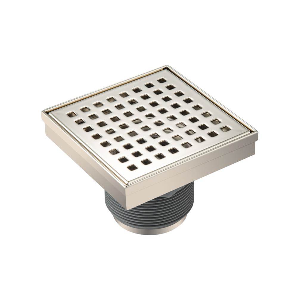 Isenberg By Flusso - 4'' Decorative Floor Drain with 2'' Outlet - Polished Nickel PVD