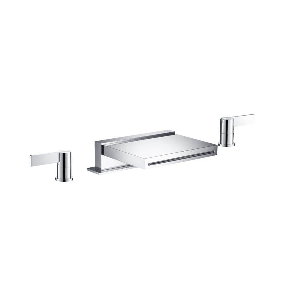 Isenberg By Flusso - 3 Hole Deck Mount Cascade / Sheet Flow Roman Tub Faucet - Matte Black