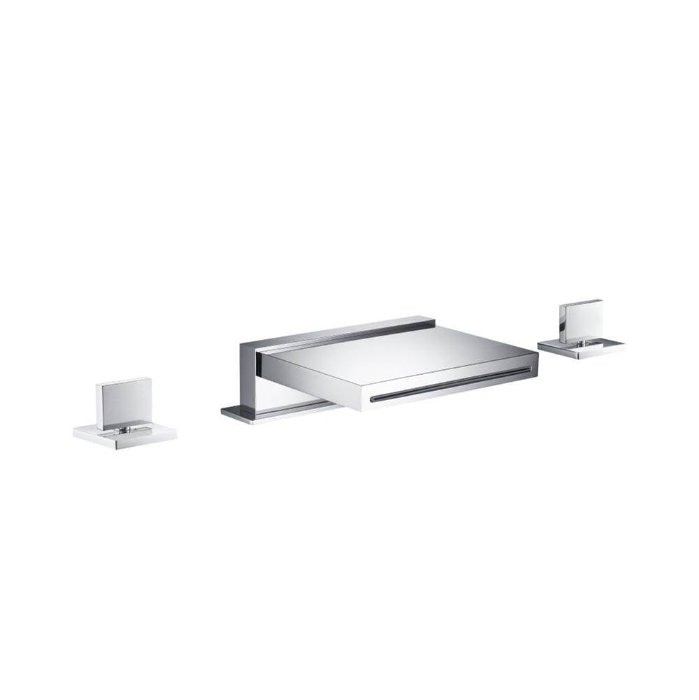 Isenberg By Flusso - 3 Hole Deck Mount Cascade / Sheet Flow Roman Tub Faucet - Matte Black