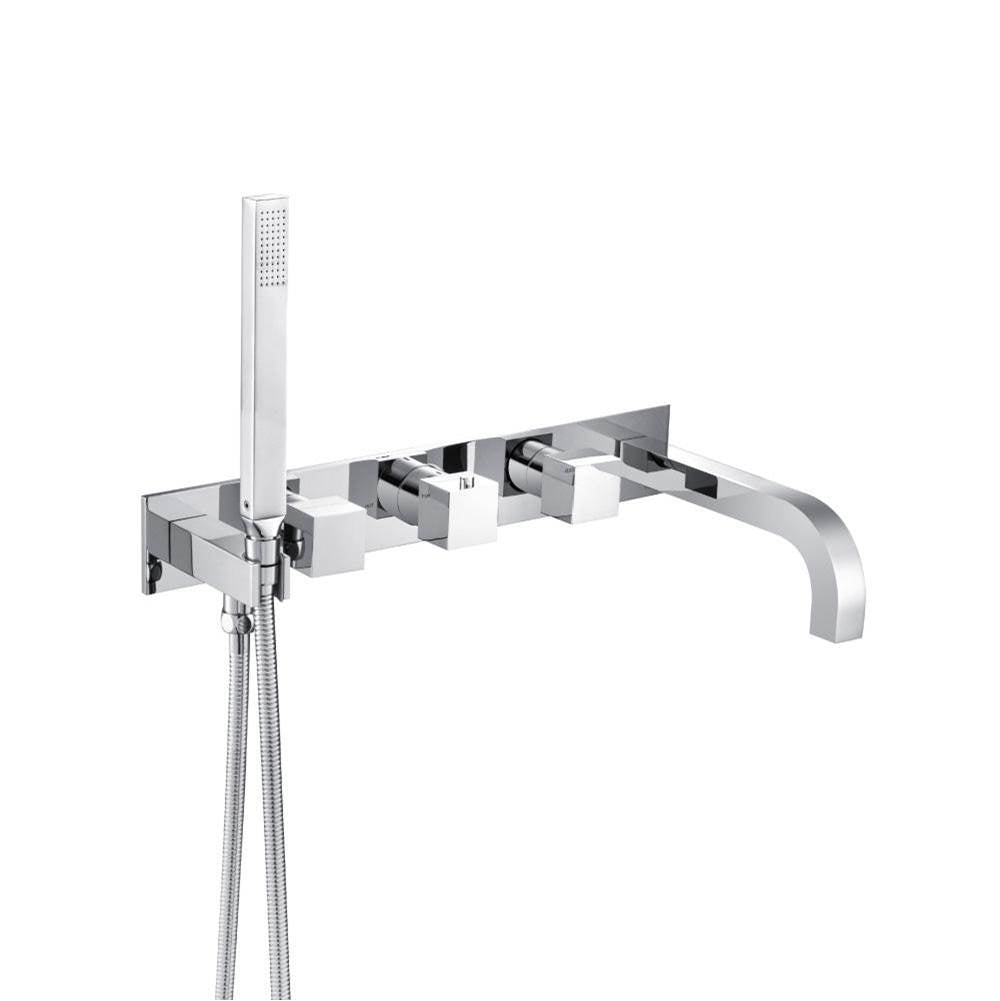 Isenberg By Flusso - Wall Mount Tub Filler With Hand Shower - Chrome