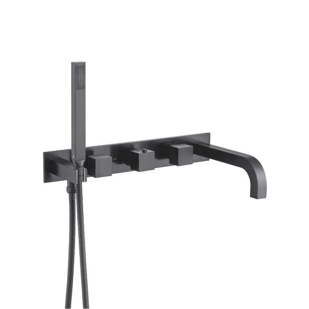 Isenberg By Flusso - Wall Mount Tub Filler With Hand Shower - Matte Black