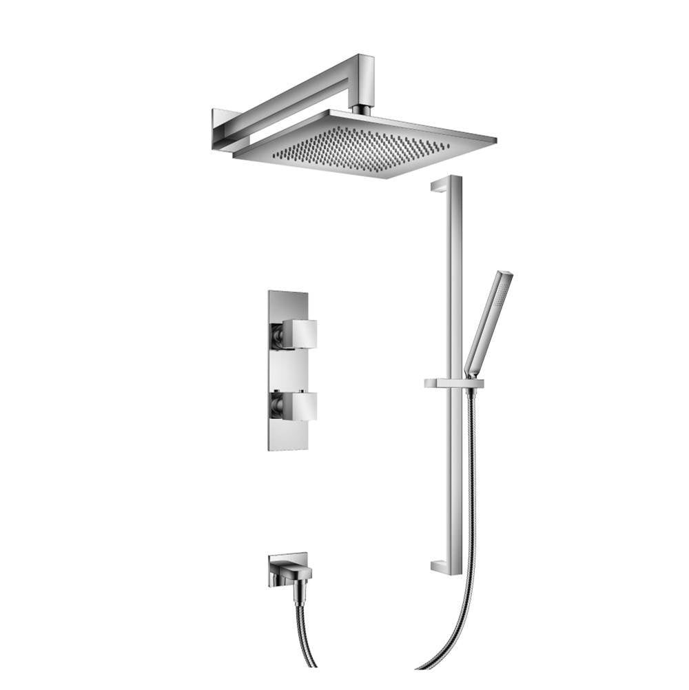 Isenberg By Flusso - Two Output Shower Set With Shower Head, Hand Held And Slide Bar - Chrome