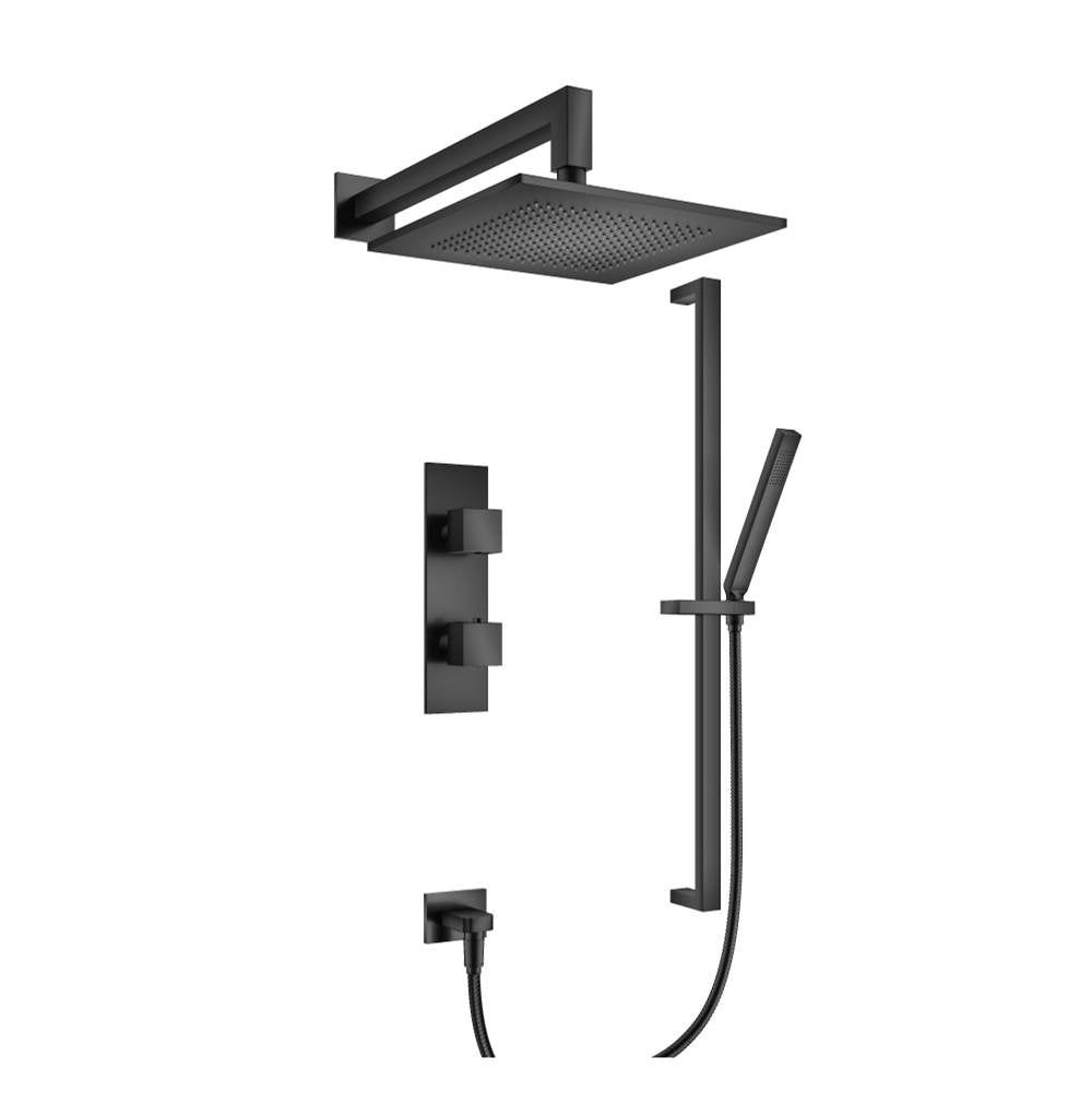 Isenberg By Flusso - Two Output Shower Set With Shower Head, Hand Held And Slide Bar - Matte Black