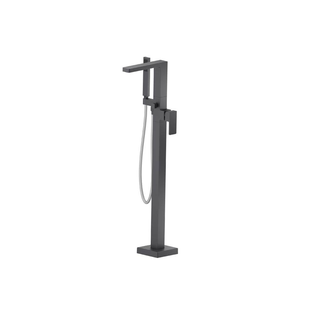 Isenberg By Flusso - Freestanding Floor Mount Bathtub / Tub Filler With Hand Shower - Dark Grey