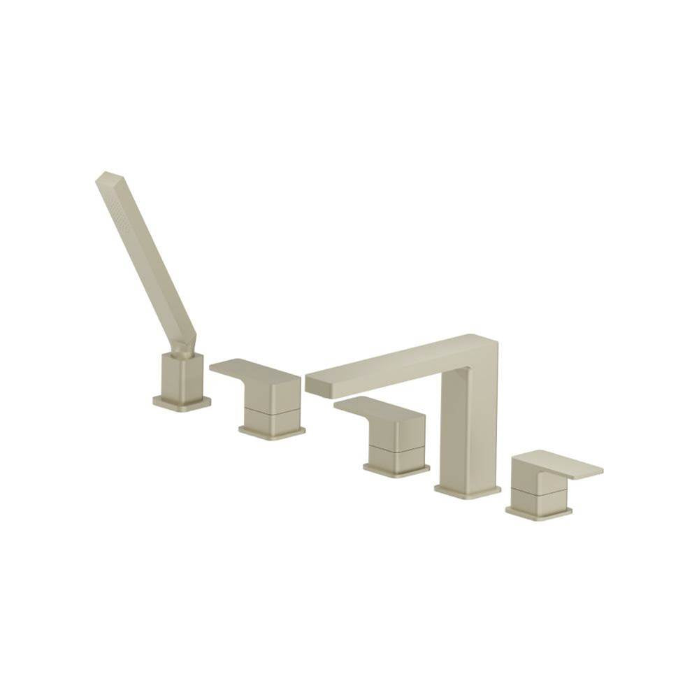 Isenberg By Flusso - Five Hole Deck Mounted Roman Tub Faucet With Hand Shower - Light Tan