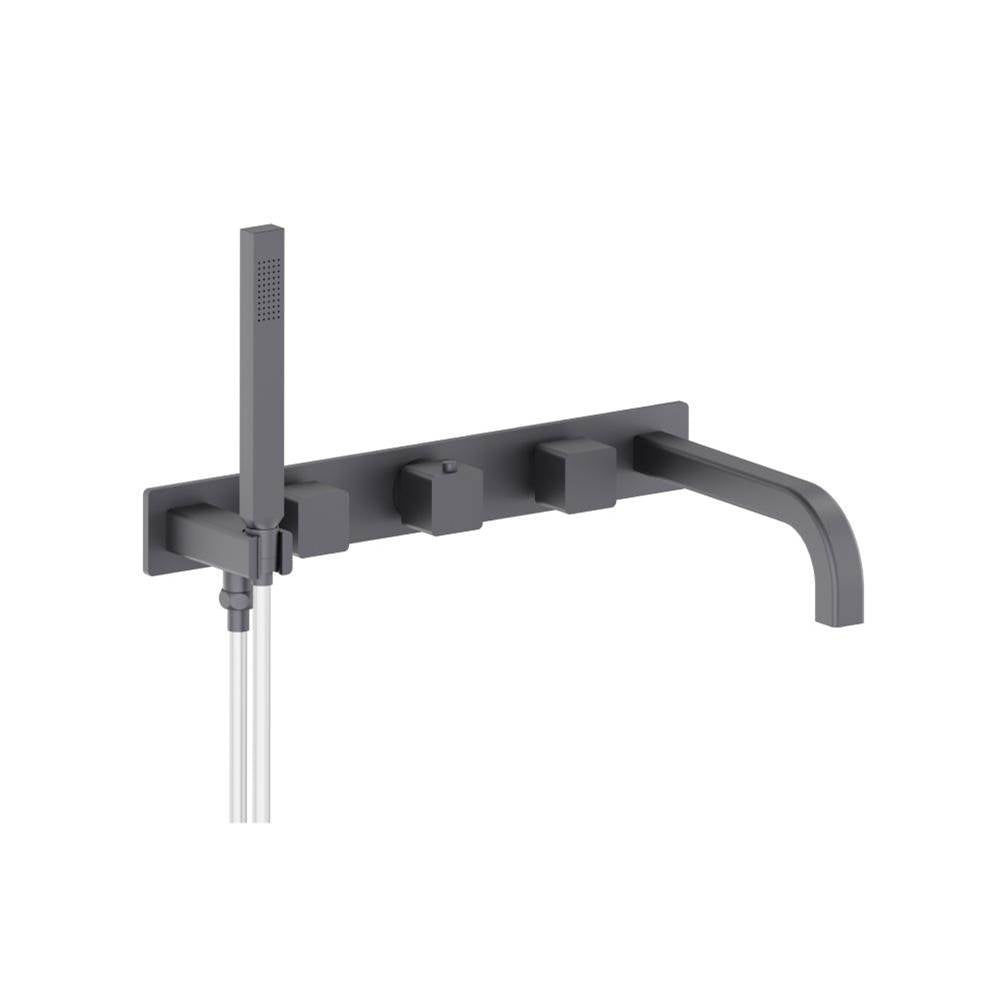 Isenberg By Flusso - Wall Mount Tub Filler With Hand Shower - Dark Grey
