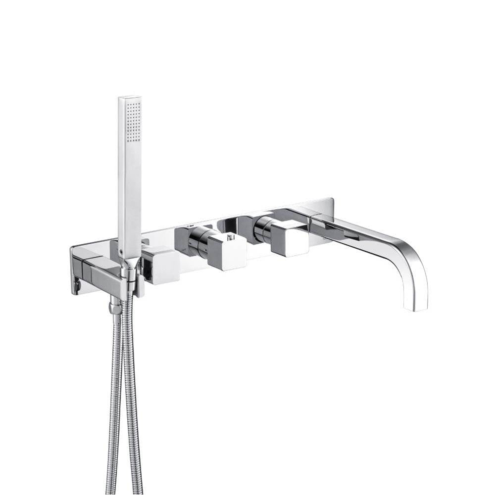 Isenberg By Flusso - Wall Mount Tub Filler With Hand Shower - Chrome