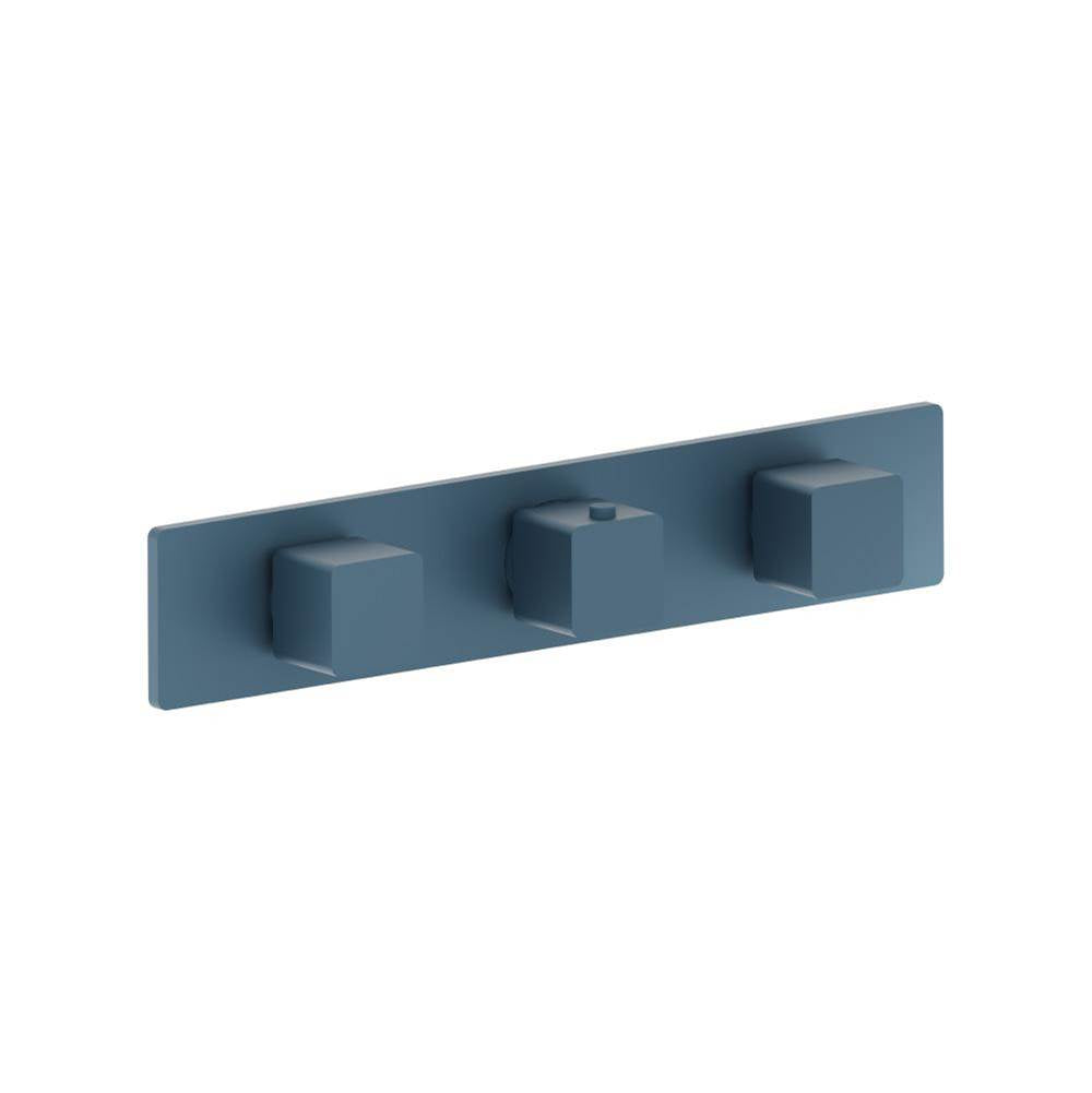 Isenberg By Flusso - 3/4'' Horizontal Thermostatic Valve with 2 Volume Controls & Trim - Blue Platinum
