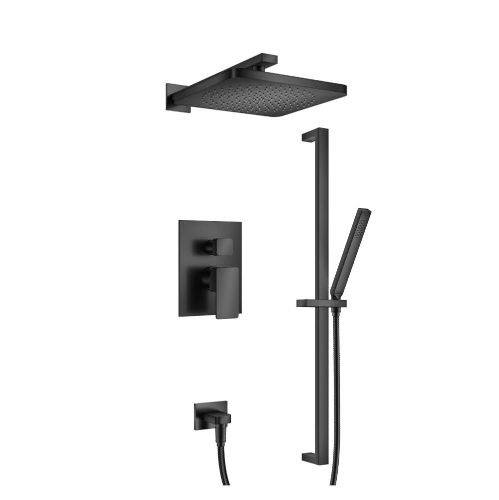 Isenberg By Flusso - Two Output Shower Set With Shower Head, Hand Held And Slide Bar - Matte Black
