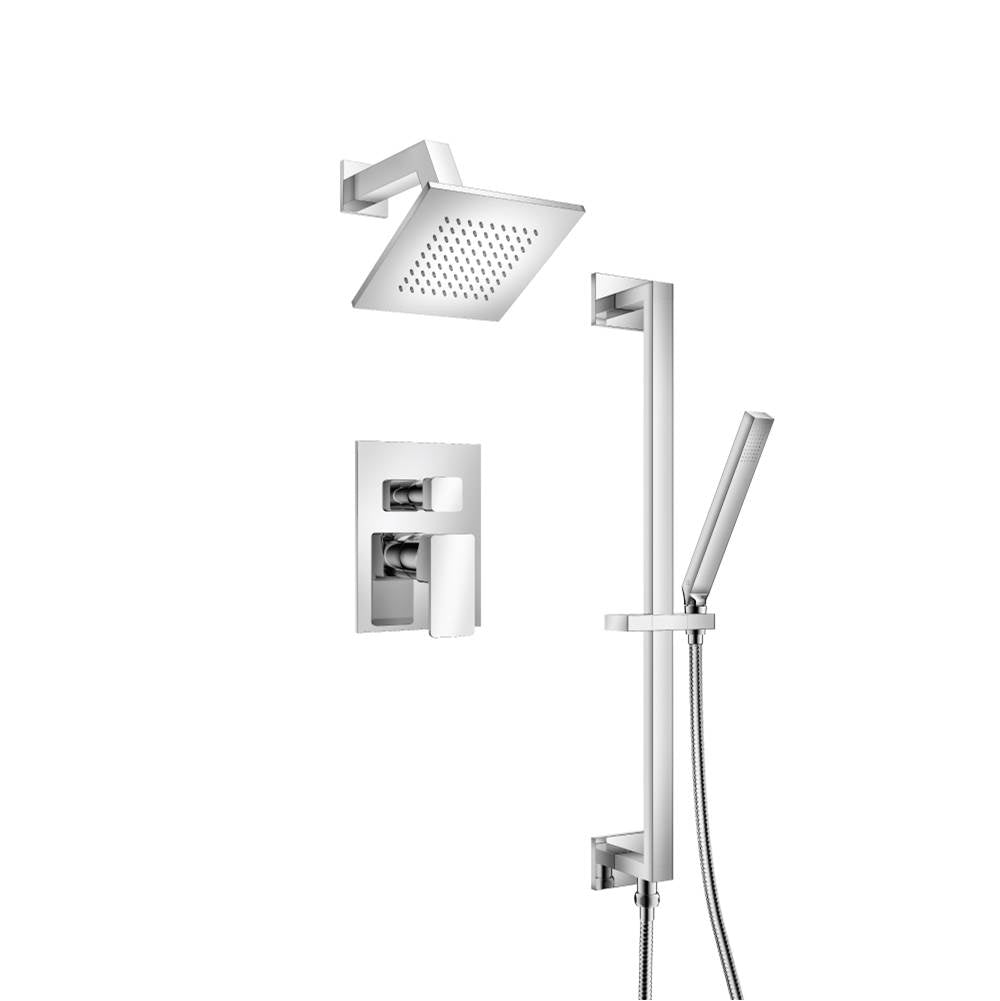 Isenberg By Flusso - Two Output Shower Set With Shower Head, Hand Held And Slide Bar - Chrome