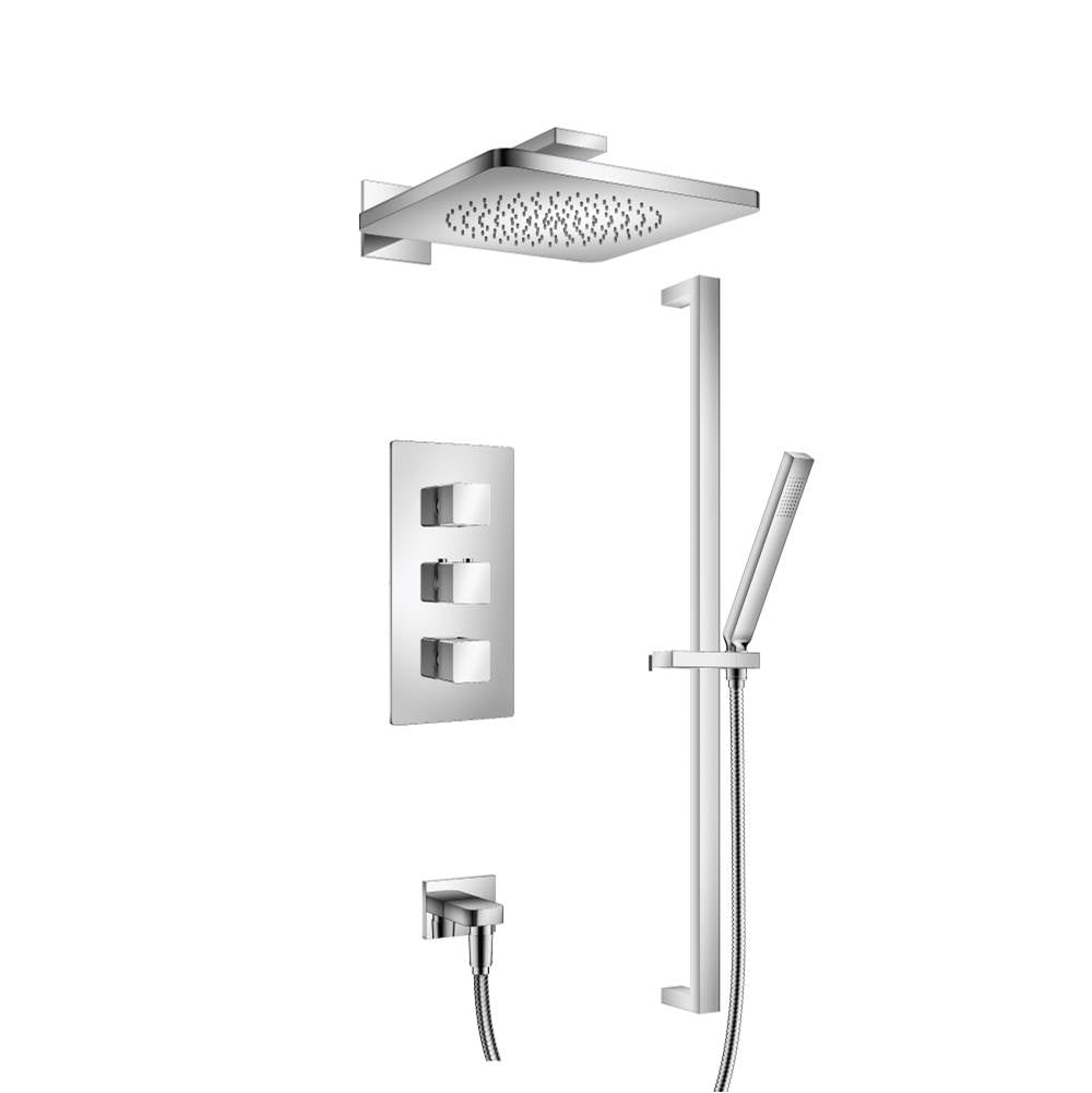 Isenberg By Flusso - Two Output Shower Set With Shower Head, Hand Held And Slide Bar - Chrome