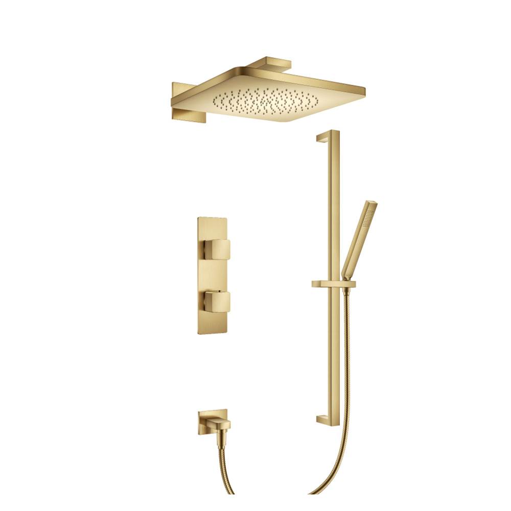 Isenberg By Flusso - Two Output Shower Set With Shower Head, Hand Held And Slide Bar - Satin Brass PVD