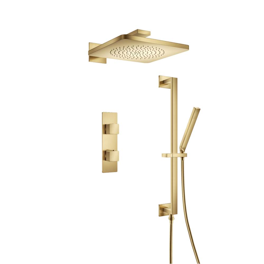 Isenberg By Flusso - Two Output Shower Set With Shower Head, Hand Held And Slide Bar - Satin Brass PVD
